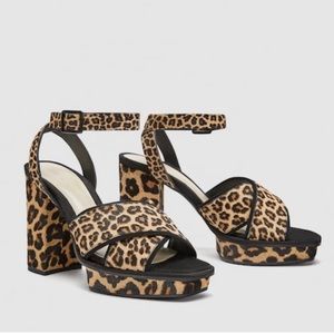 ZARA LEOPARD PLATFORM HEELS / SANDALS